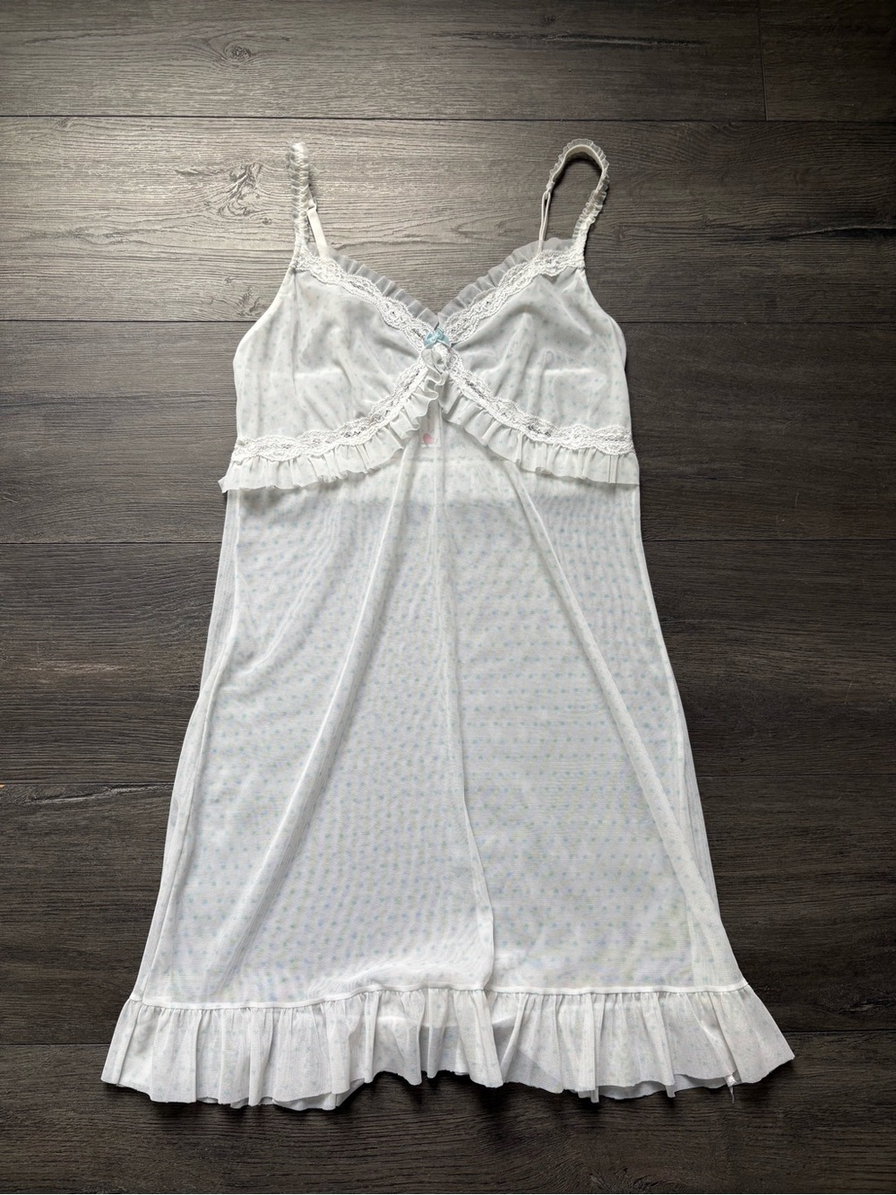 Cosabella Amore Blue Heart Print Sheer Chemise Nightie Size Medium